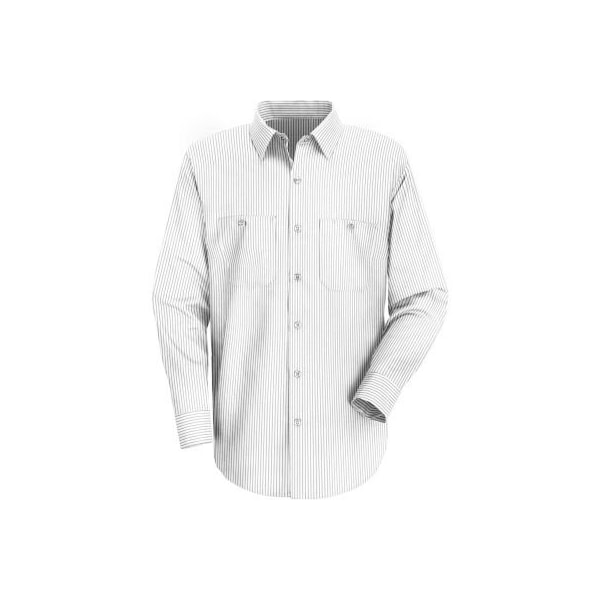 Red Kap  Men's Industrial Stripe Work Shirt Long Sleeve White/Charcoal Stripe Long-XL SP10
